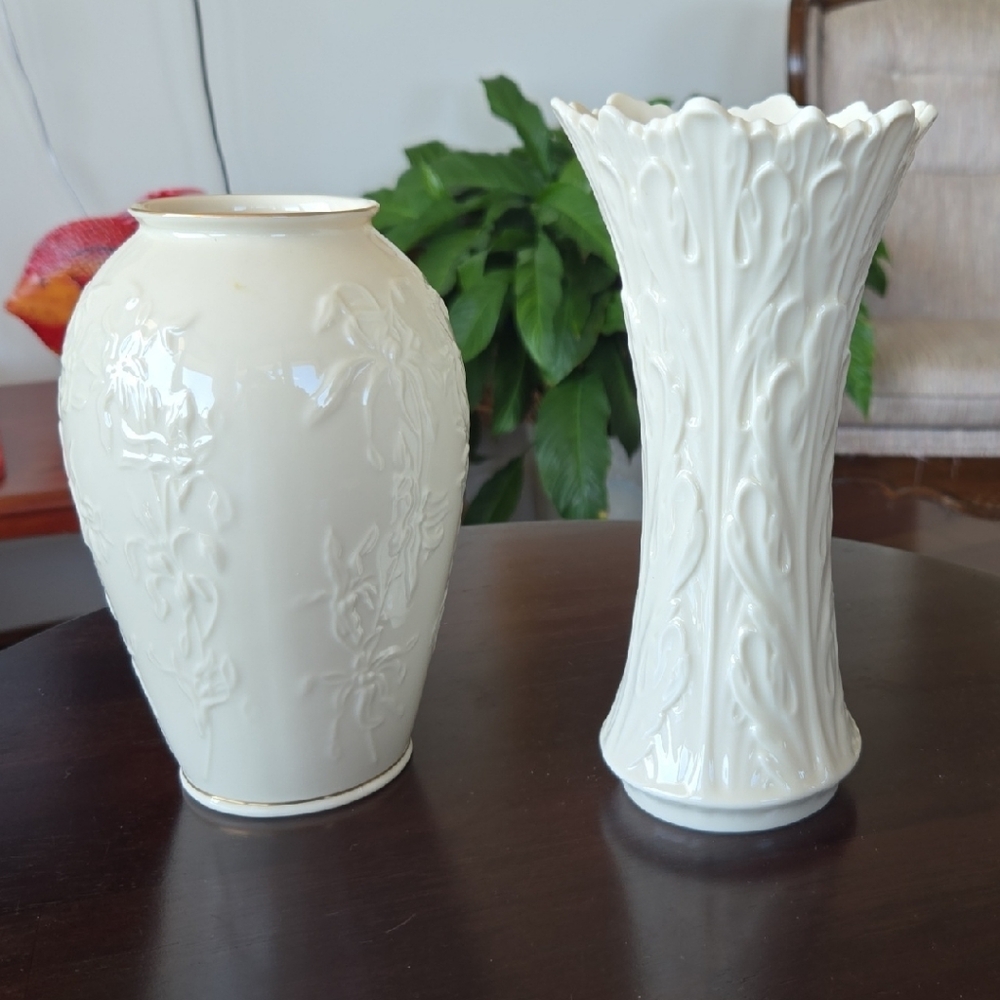 Elegant White Embossed Vases